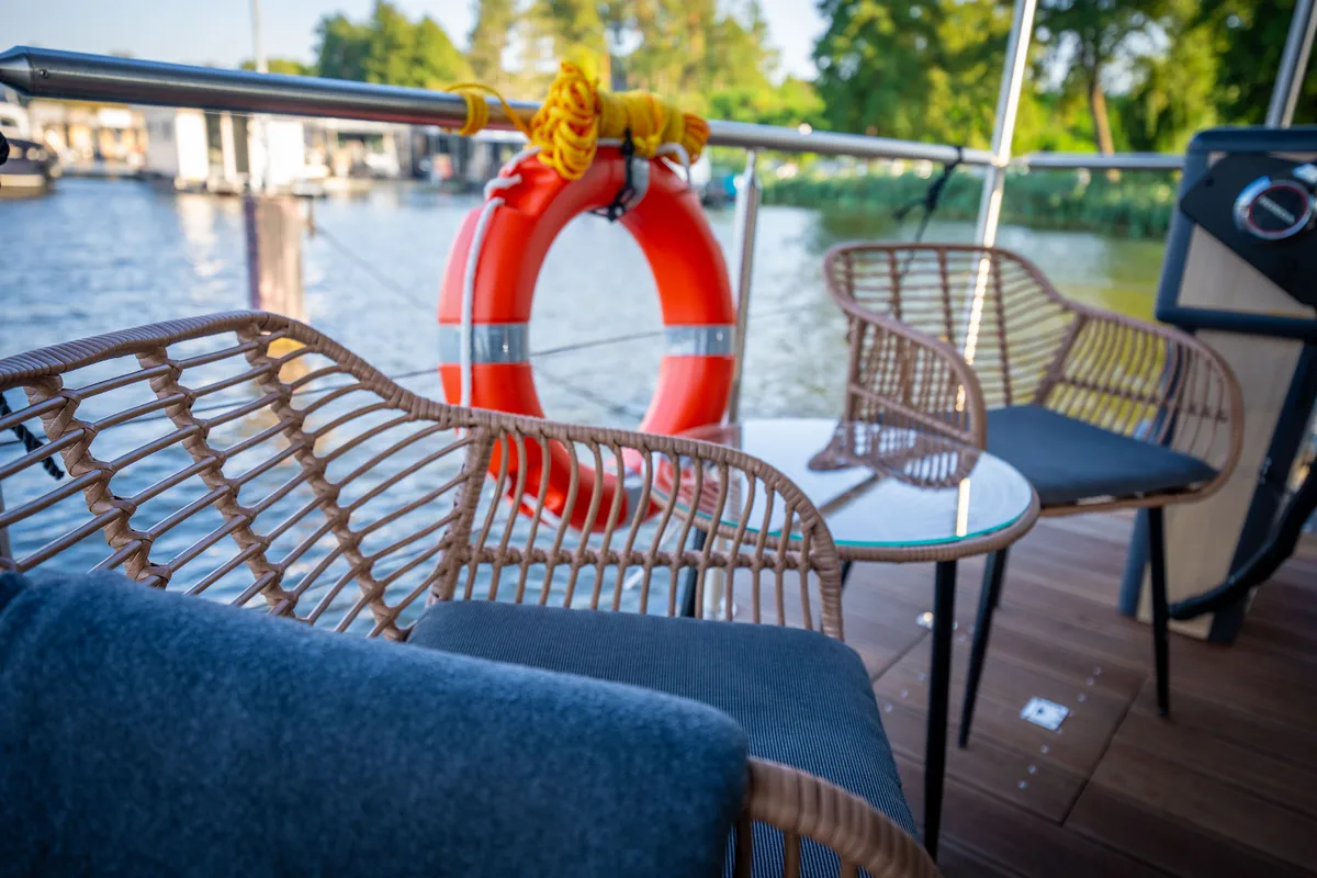 Cockpit of Emsel, a Woma D13 motorboat at Fürstenberg/Havel, Germany