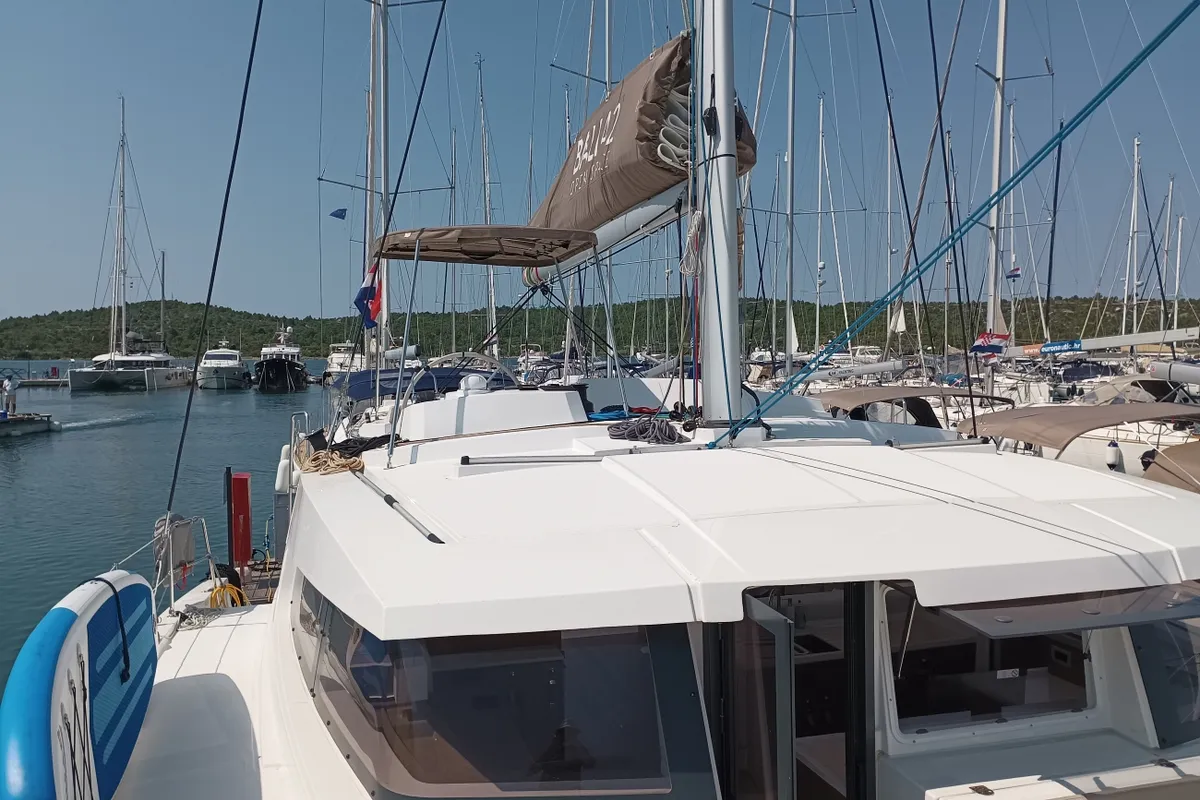 Exterior view of Mirjana, a Bali 4.2 catamaran at Pirovac, Croatia