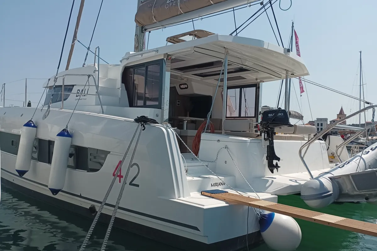 Exterior view of Mirjana, a Bali 4.2 catamaran at Pirovac, Croatia