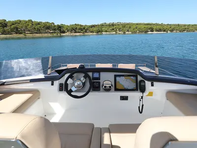 Cockpit of Sierra, a Bali 4.3 MY catamaran at Sukošan, Croatia