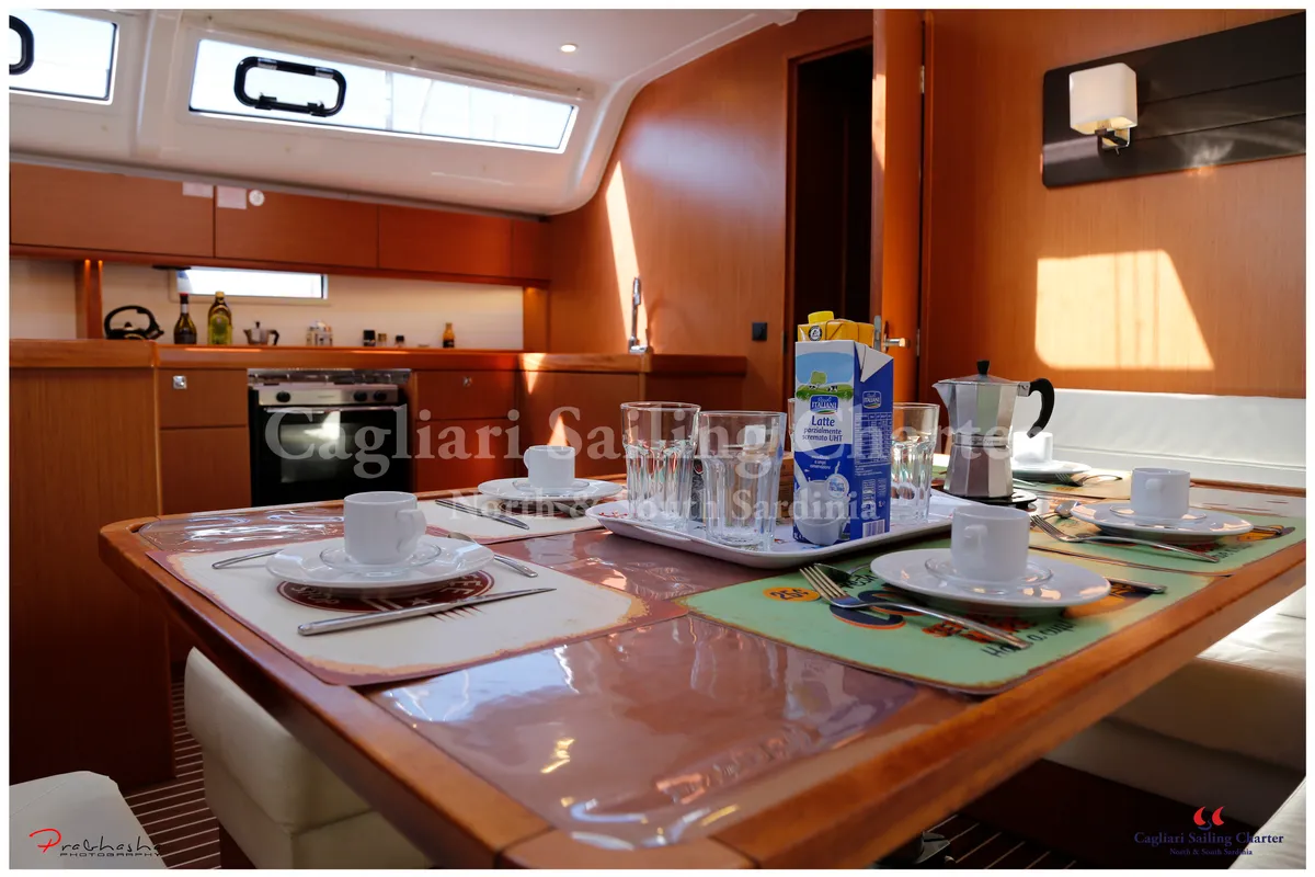 Cabin on Pan di Zucchero, a Bavaria Cruiser 51 sailboat at Alghero, Italy