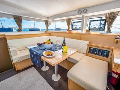 Salon of Christina, a Lagoon 400 S2 catamaran at Athens, Greece