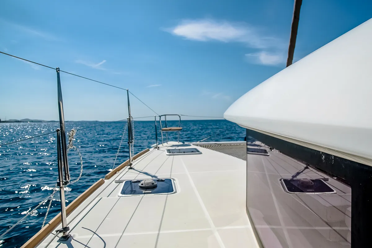 Deck of Christina, a Lagoon 400 S2 catamaran at Athens, Greece
