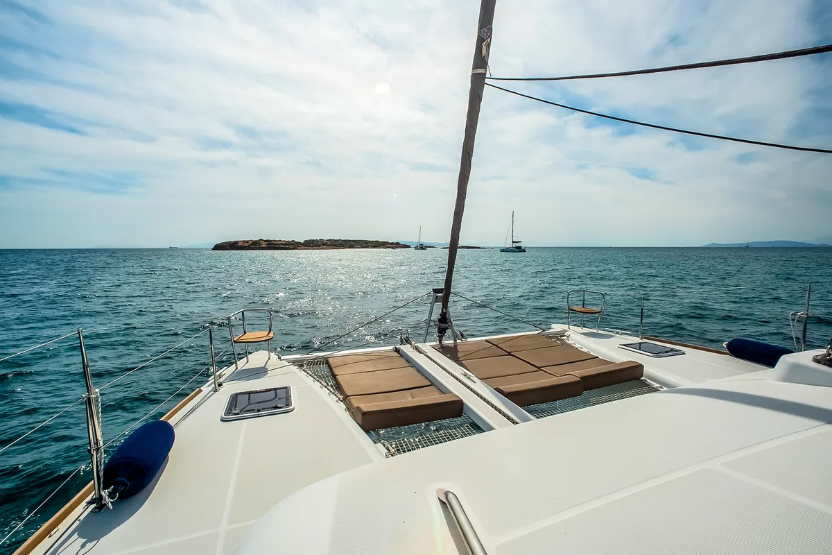 Deck of Christina, a Lagoon 400 S2 catamaran at Athens, Greece