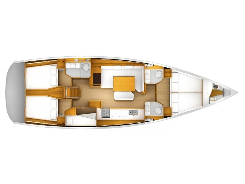 Floor plan of Unique I, a Jeanneau Sun Odyssey 519 sailboat at Municipal Unit of Nea Peramos, Greece