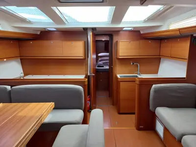 Salon of Maestro, a Dufour 500 GL sailboat at Fethiye, Turkey
