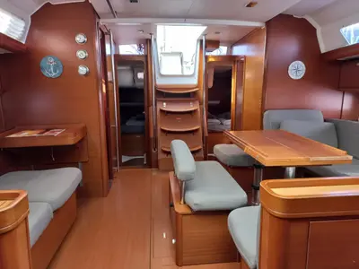 Salon of Maestro, a Dufour 500 GL sailboat at Fethiye, Turkey