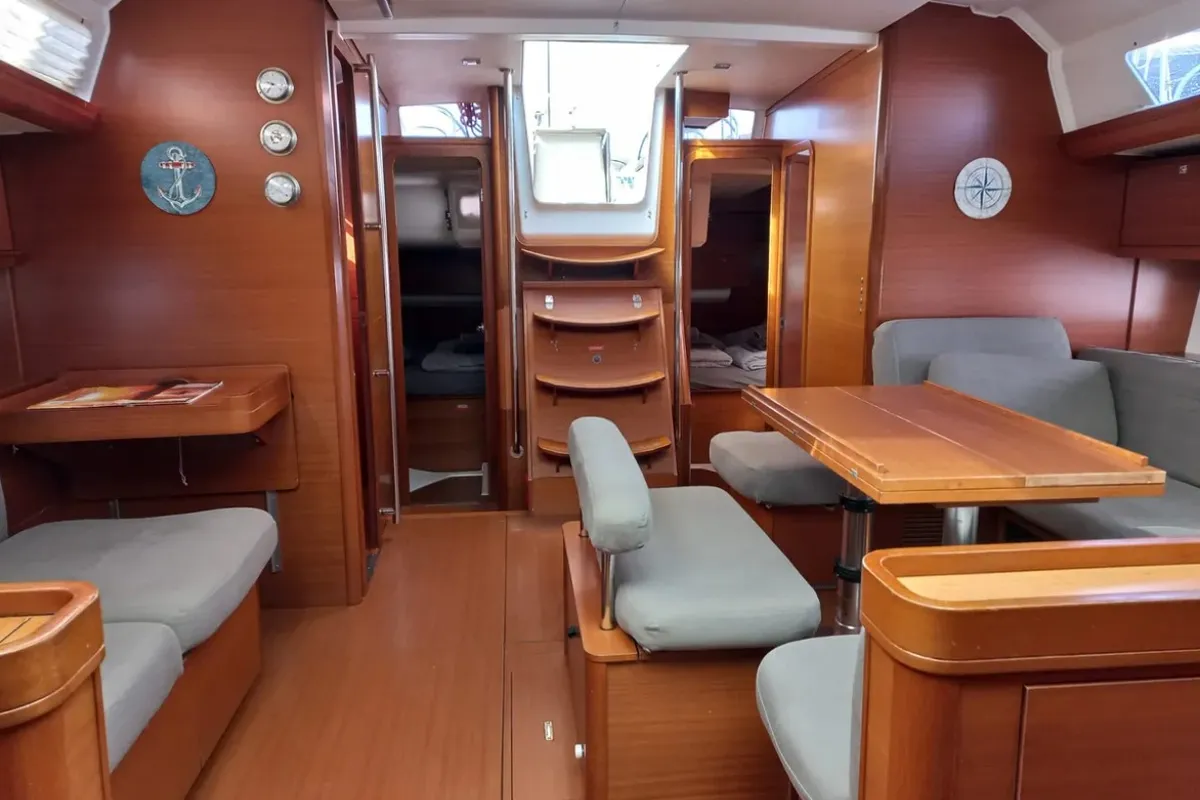 Salon of Maestro, a Dufour 500 GL sailboat at Fethiye, Turkey