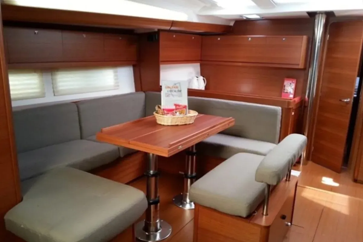 Salon of Maestro, a Dufour 500 GL sailboat at Fethiye, Turkey