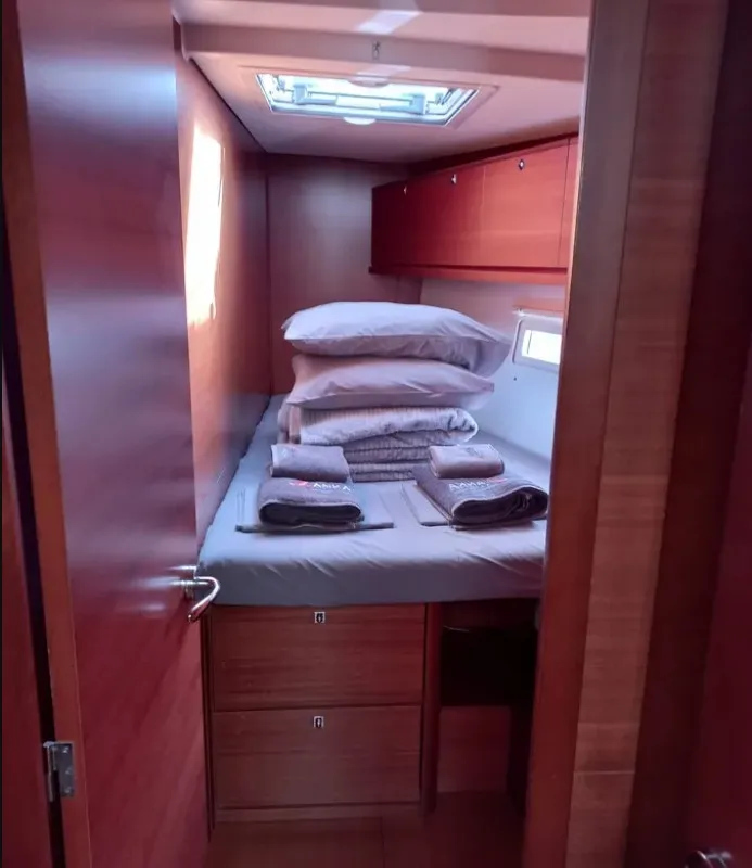 Cabin on Maestro, a Dufour 500 GL sailboat at Fethiye, Turkey