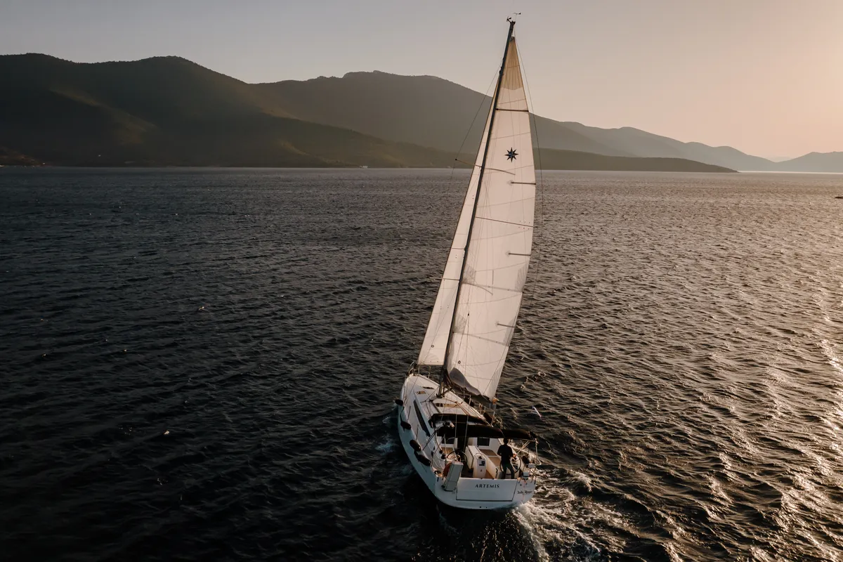 Exterior view of Artemis, a Jeanneau Sun Odyssey 410 sailboat at Volos Municipality, Greece