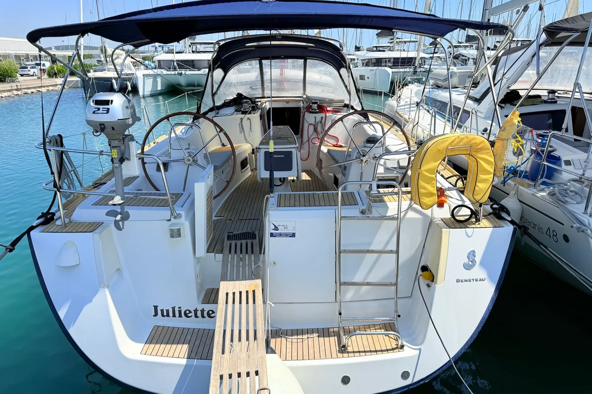 Cockpit of Juliette, a Beneteau Oceanis 46 sailboat at Općina Sukošan, Croatia