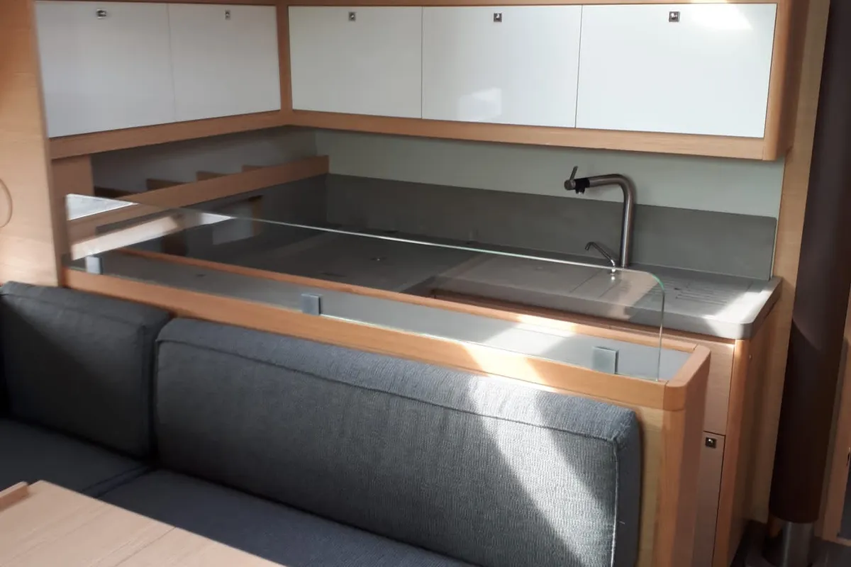 Galley of Cervantes, a Dufour 530 sailboat at Olbia, Italy