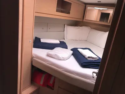 Cabin on Cervantes, a Dufour 530 sailboat at Olbia, Italy