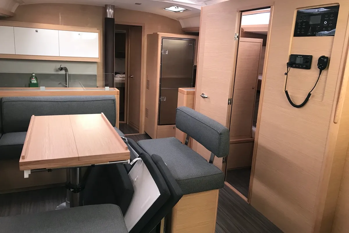 Salon of Cervantes, a Dufour 530 sailboat at Olbia, Italy
