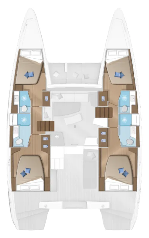 Floor plan of Boreas, a Lagoon 42 - 4 cab. catamaran at Trapani, Italy