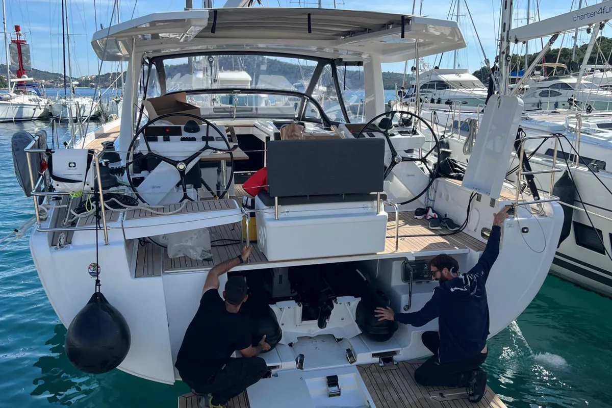 Joanna, a Hanse 588 sailboat at Grad Biograd na Moru, Croatia