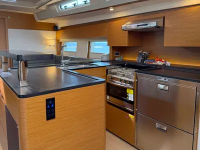 Galley of Joanna, a Hanse 588 sailboat at Grad Biograd na Moru, Croatia