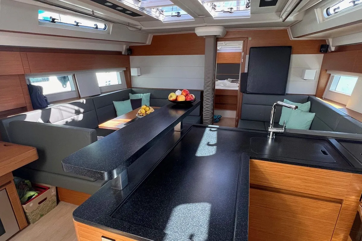 Salon of Joanna, a Hanse 588 sailboat at Grad Biograd na Moru, Croatia