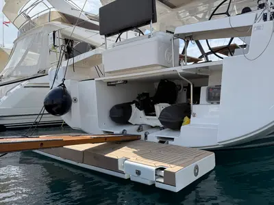 Deck of Joanna, a Hanse 588 sailboat at Grad Biograd na Moru, Croatia