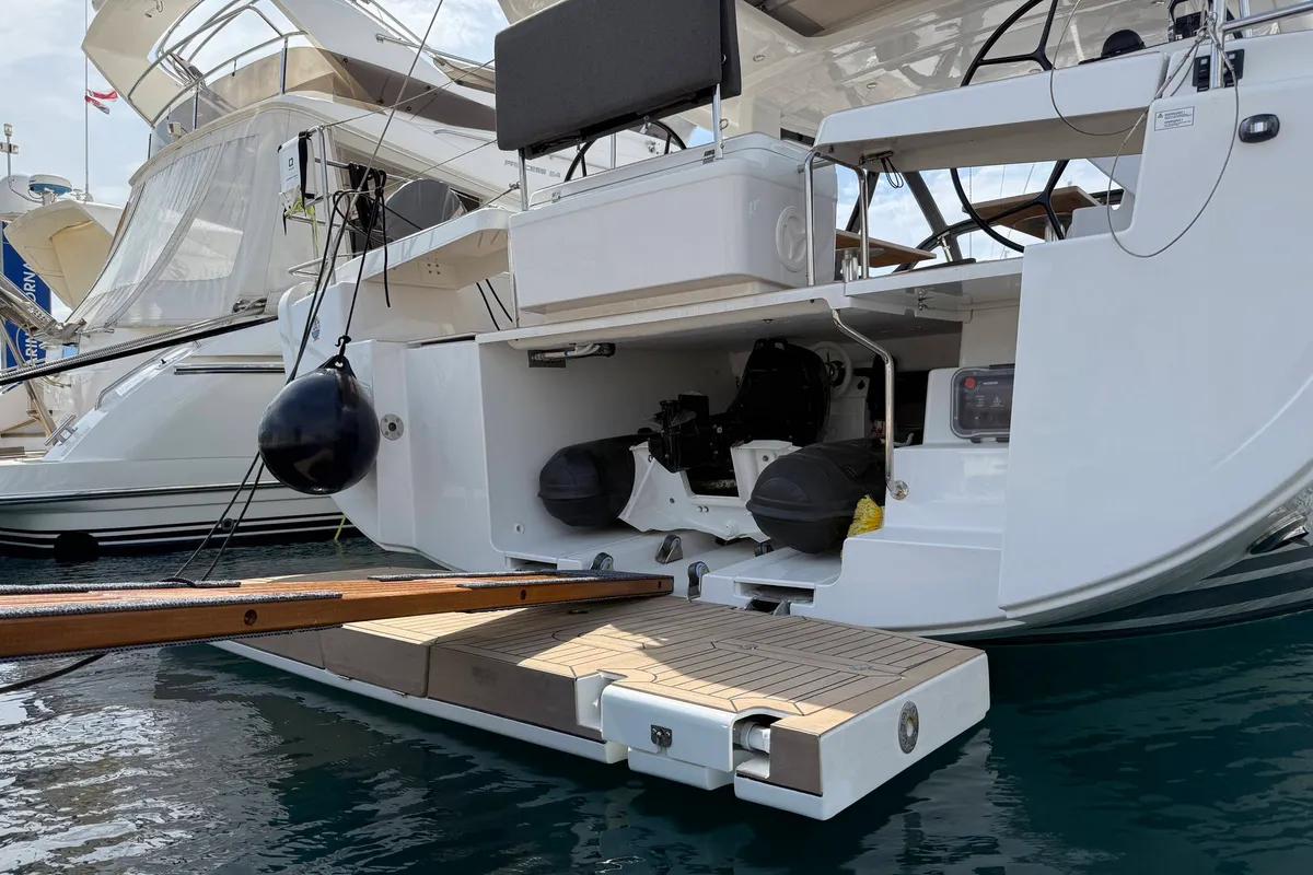 Deck of Joanna, a Hanse 588 sailboat at Grad Biograd na Moru, Croatia