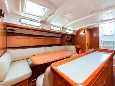 Salon of Marla, a Beneteau Cyclades 50.5 sailboat at Lavreotiki Municipal Unit, Greece
