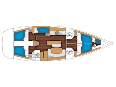 Floor plan of Marla, a Beneteau Cyclades 50.5 sailboat at Lavreotiki Municipal Unit, Greece