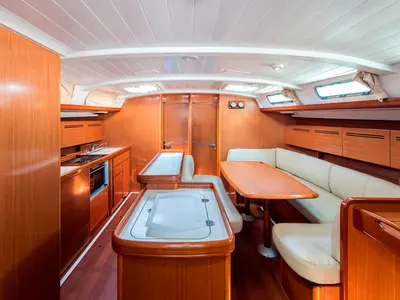 Salon of Marla, a Beneteau Cyclades 50.5 sailboat at Lavreotiki Municipal Unit, Greece