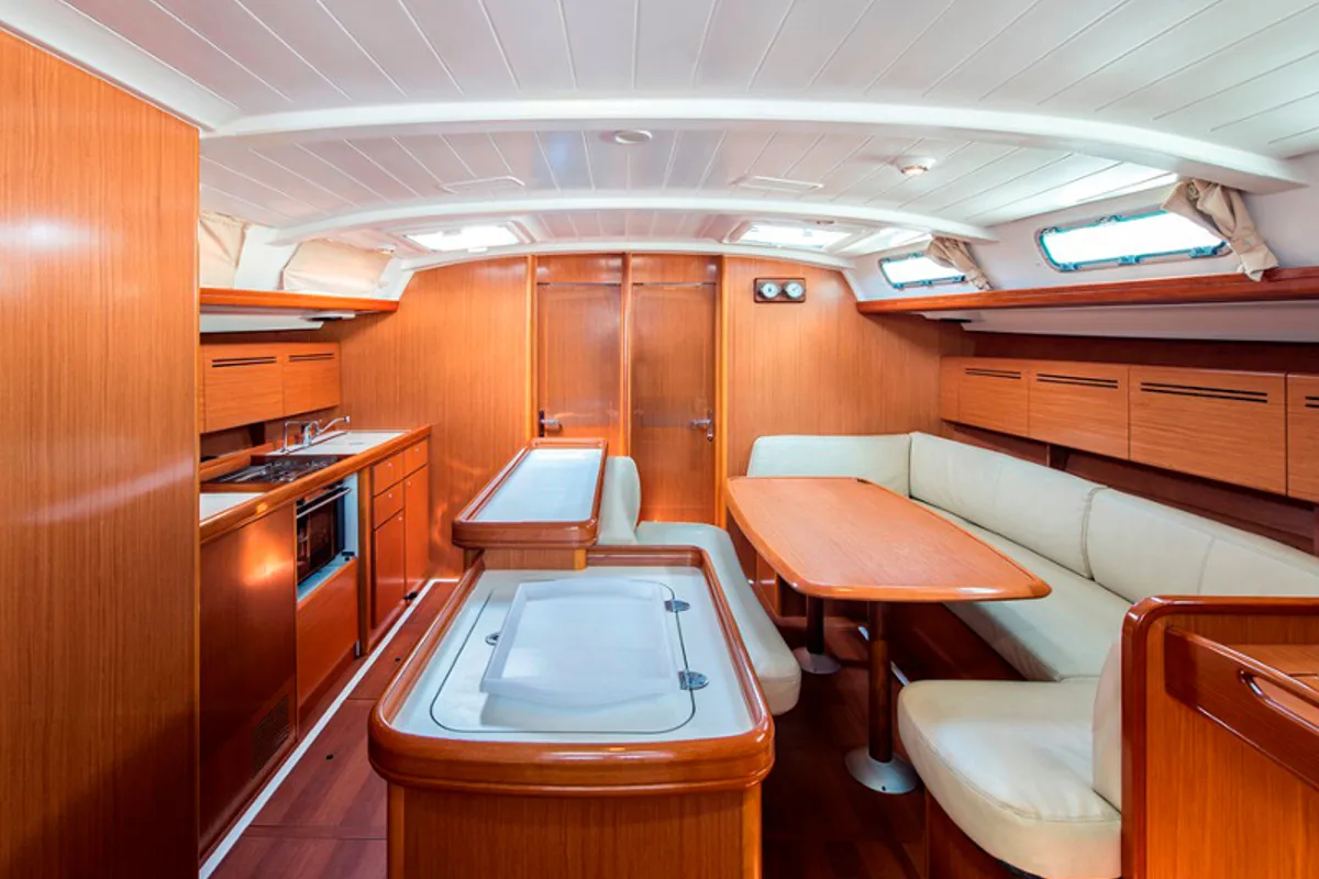 Salon of Marla, a Beneteau Cyclades 50.5 sailboat at Lavreotiki Municipal Unit, Greece