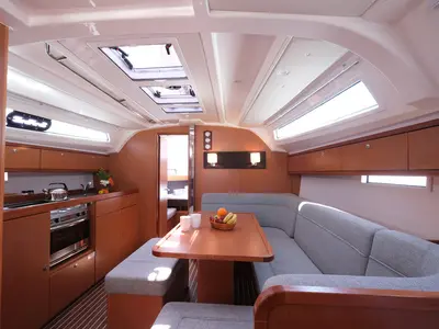 Salon of Arwen, a Bavaria Cruiser 41 sailboat at Fethiye, Turkey