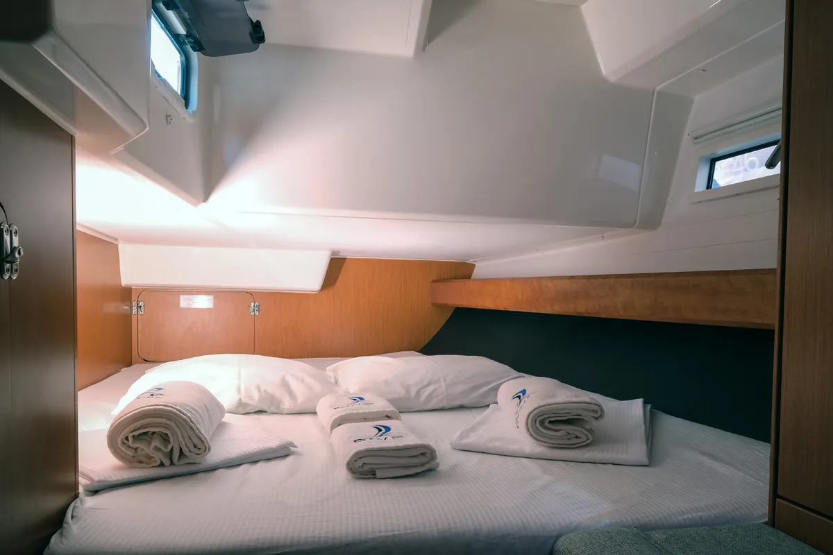 Cabin on Arwen, a Bavaria Cruiser 41 sailboat at Fethiye, Turkey
