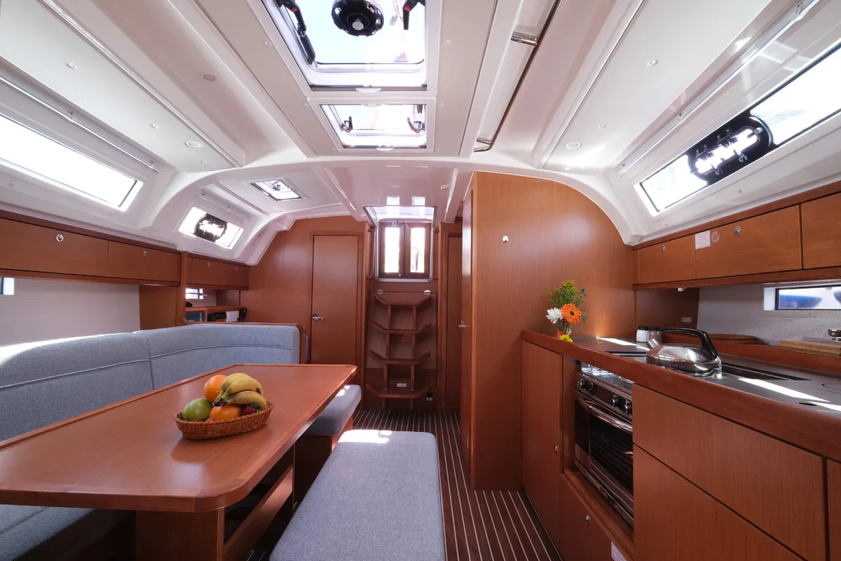 Salon of Arwen, a Bavaria Cruiser 41 sailboat at Fethiye, Turkey