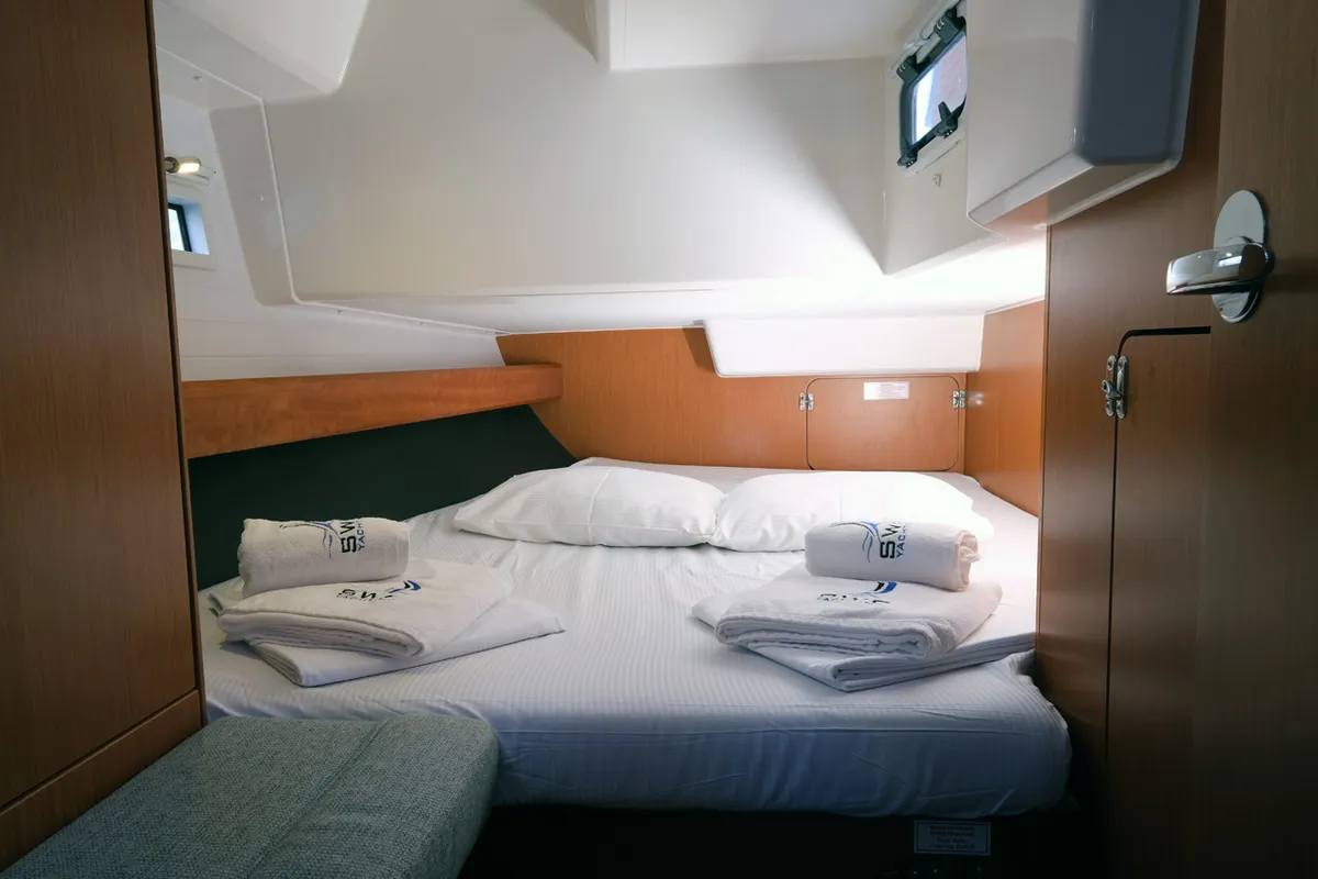 Cabin on Arwen, a Bavaria Cruiser 41 sailboat at Fethiye, Turkey