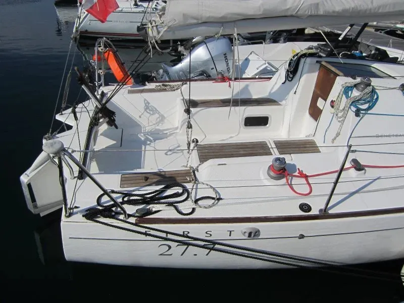 Exterior view of Flashe, a Beneteau First 27.7 sailboat at Saint-Cast-le-Guildo, France
