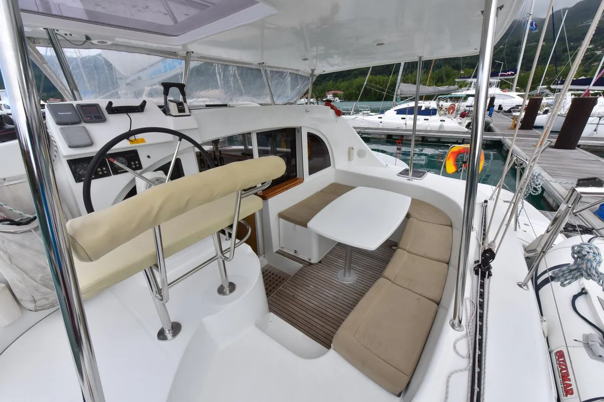 Cockpit of Magikal, a Lagoon 380 catamaran at Baan Salak Phet, Thailand