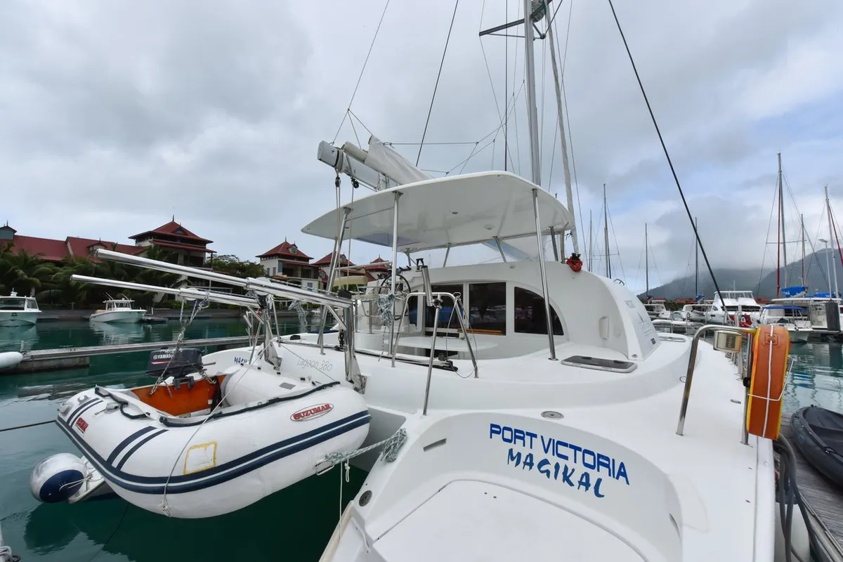 Exterior view of Magikal, a Lagoon 380 catamaran at Baan Salak Phet, Thailand