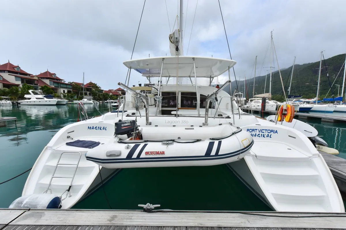 Exterior view of Magikal, a Lagoon 380 catamaran at Baan Salak Phet, Thailand