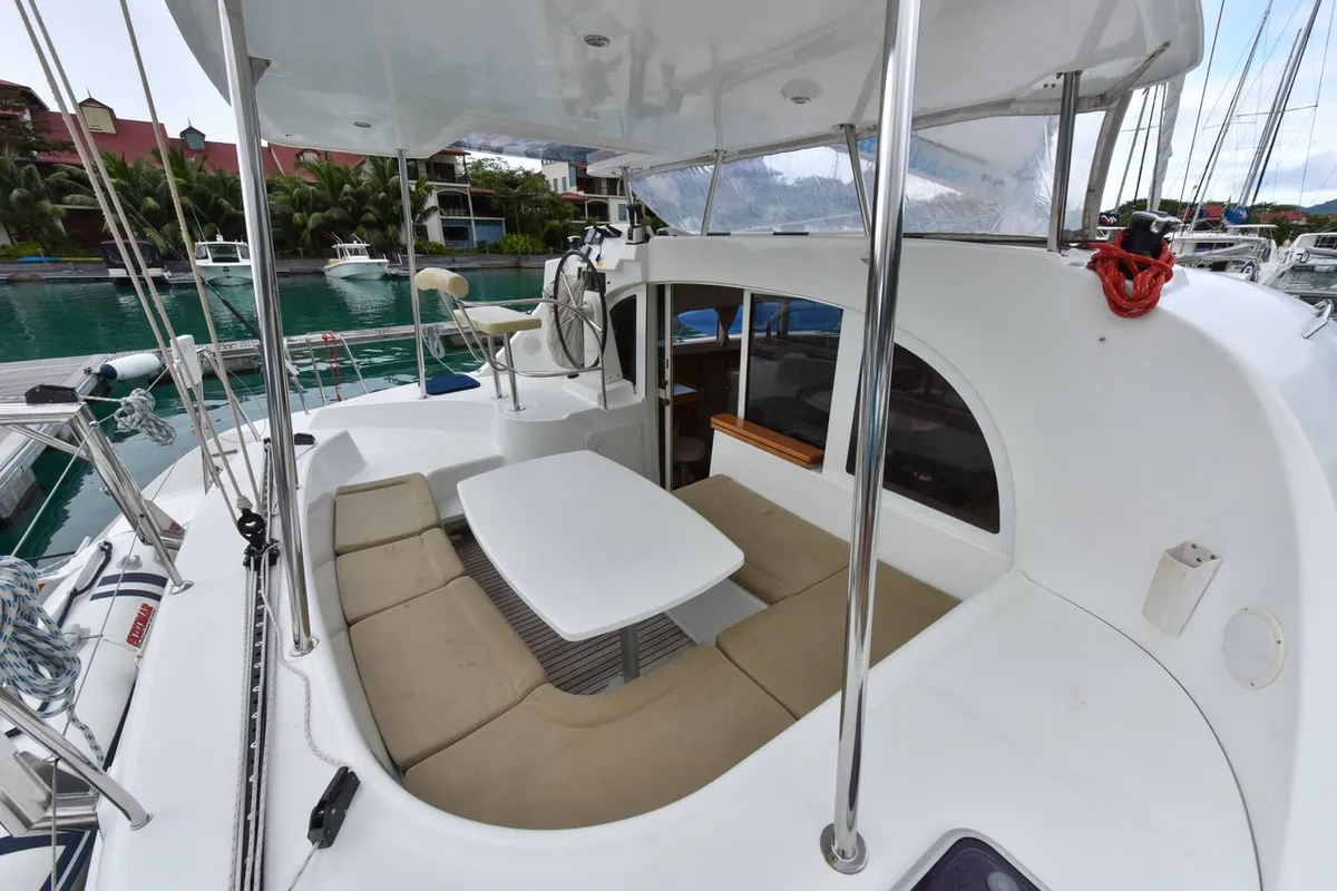Cockpit of Magikal, a Lagoon 380 catamaran at Baan Salak Phet, Thailand