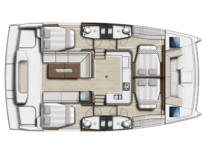 Floor plan of Silvia B, a Bali Catspace catamaran at Marsala, Italy