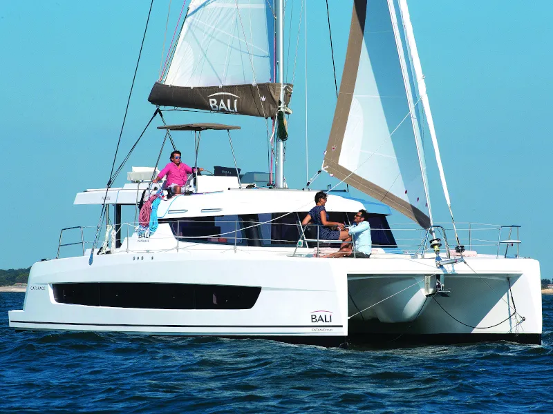 Exterior view of Silvia B, a Bali Catspace catamaran at Marsala, Italy