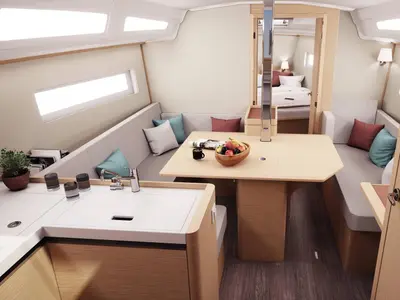 Salon of Kavinton, a Jeanneau Sun Odyssey 380 sailboat at Pirovac, Croatia