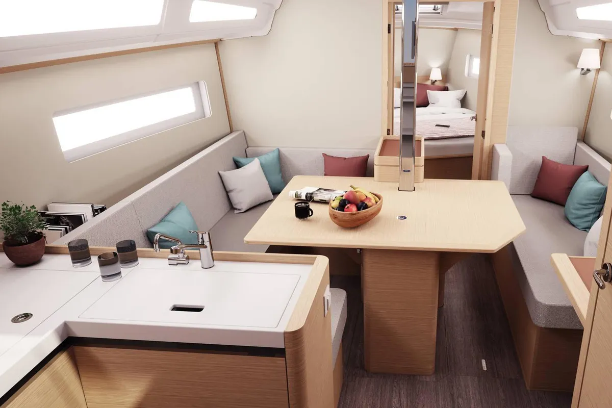 Salon of Kavinton, a Jeanneau Sun Odyssey 380 sailboat at Pirovac, Croatia