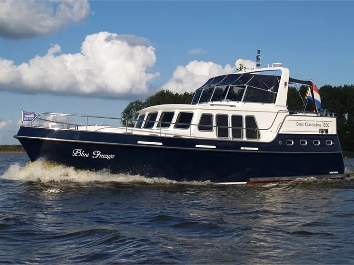 Exterior view of De Drait Classicline 1300, a motorboat at Woudsend, Netherlands