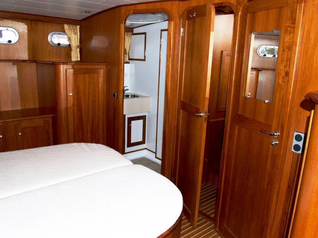 Cabin on De Drait Classicline 1300, a motorboat at Woudsend, Netherlands