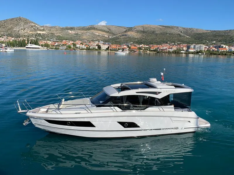 Exterior view of KRISTINA, a Grandezza 37 CA motorboat at Grad Trogir, Croatia