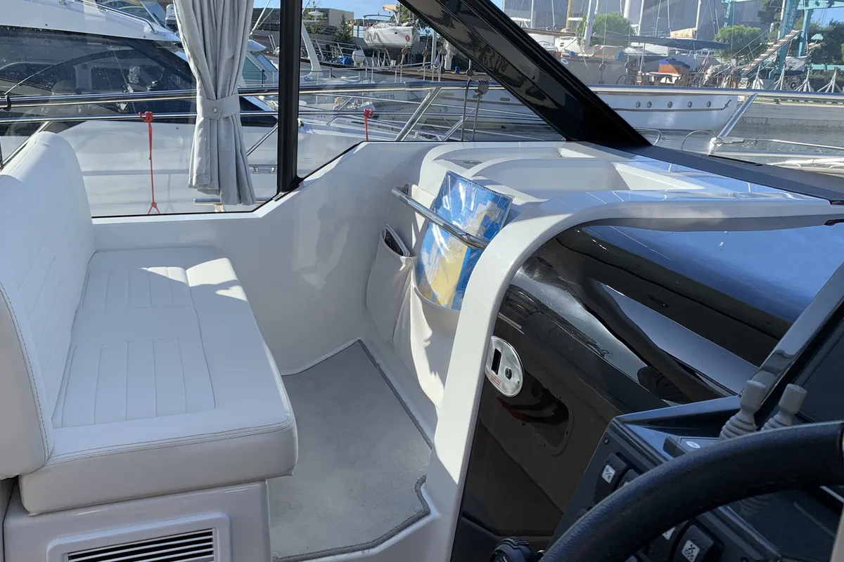 Cockpit of KRISTINA, a Grandezza 37 CA motorboat at Grad Trogir, Croatia