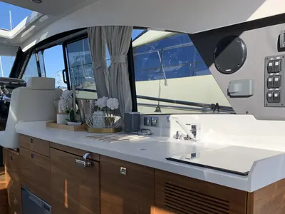 Galley of KRISTINA, a Grandezza 37 CA motorboat at Grad Trogir, Croatia