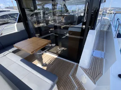 Deck of KRISTINA, a Grandezza 37 CA motorboat at Grad Trogir, Croatia