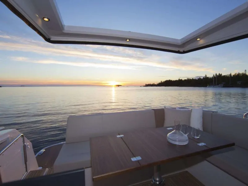 Deck of KRISTINA, a Grandezza 37 CA motorboat at Grad Trogir, Croatia