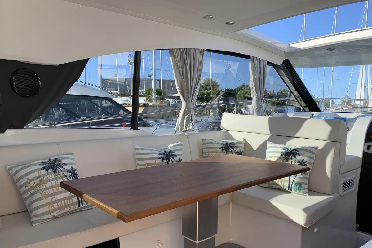 Salon of KRISTINA, a Grandezza 37 CA motorboat at Grad Trogir, Croatia